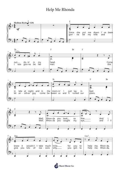 Help Me Rhonda Sheet Music by The Beach Boys-Arr.Barthart Aswat