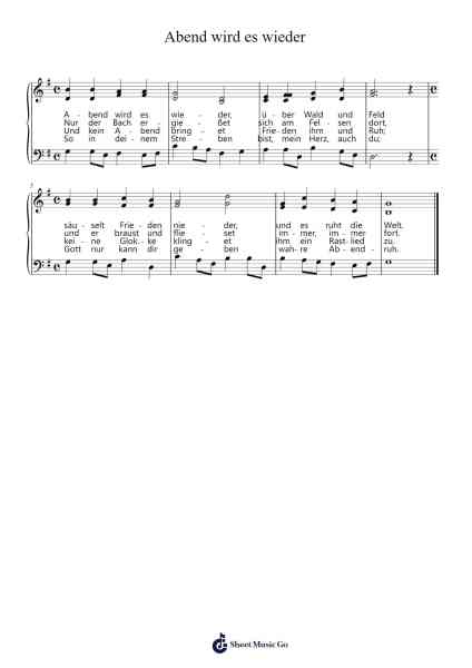 Abend wird es wieder Sheet Music by Hoffmann von Fallersleben-Arr.Hulthan
