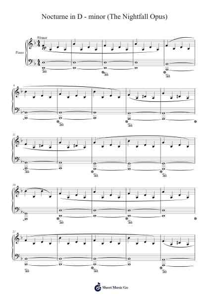 Nocturne in D Minor "The Nightfall Opus" Sheet Music by Ruben Dimitrashuk-Arr.Dwightlind