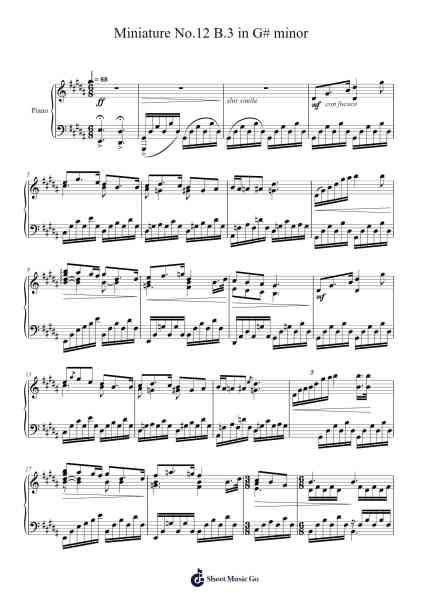 Miniature No.12 B.3 in G# minor Sheet Music by Pricerhys-Arr.Gardi Clairero