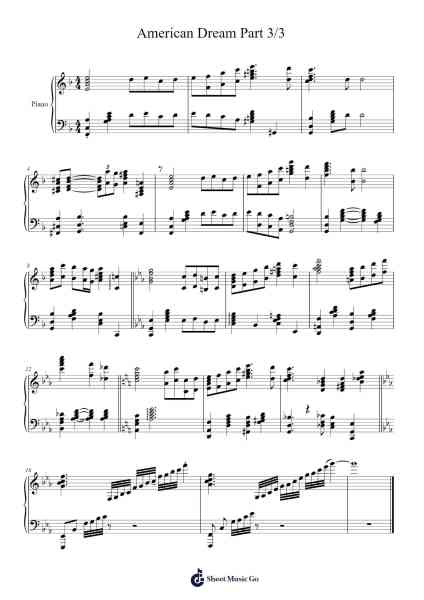 American Dream Part 3/3 Sheet Music by jbw8vkfypt-Arr.Payrusk