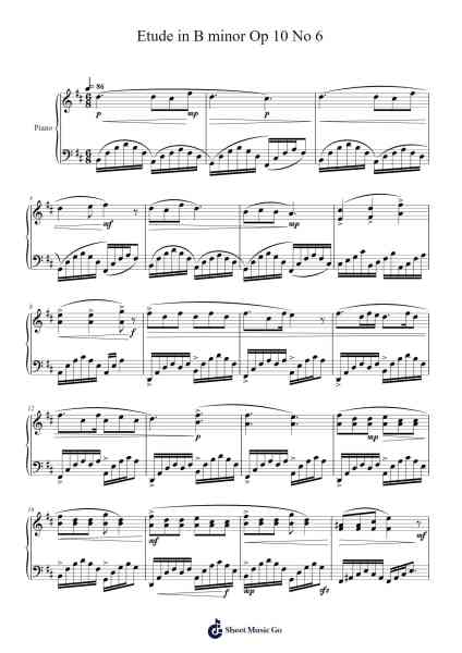 Etude in B minor Op 10 No 6 Sheet Music by Yvesmeg Todrey-Arr.Petmann Omaud