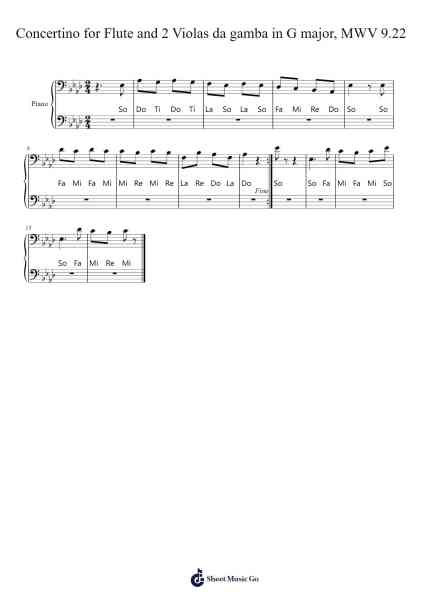 Concertino for Flute and 2 Violas da gamba in G Major, MWV 9.22 Sheet Music by Johann Melchior Molter-Arr.Huce Earlville