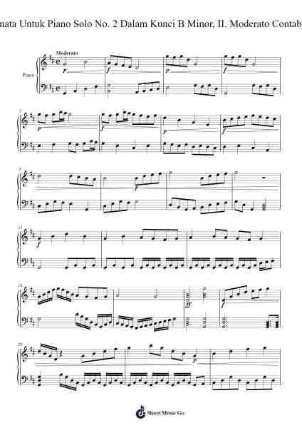 Sonata for Piano Solo No. 2 in B Minor, II. Moderato Contabile Sheet Music by M. Hendin N. F.-Arr.Annrhys