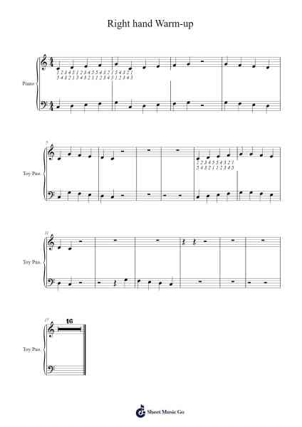 Right hand Warm-up Sheet Music by Dawnbird-Arr.Rhofey Ramsfox