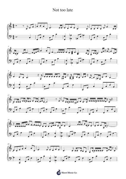 Not too late Sheet Music by LilyPichu-Arr.Cofearl