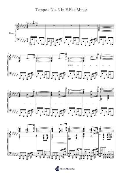 Piano Sonata No. 17 in D Minor, Op. 31, No. 2 "Tempest" Sheet Music by Eleazar Torres Gallegos-Arr.Cookdunn