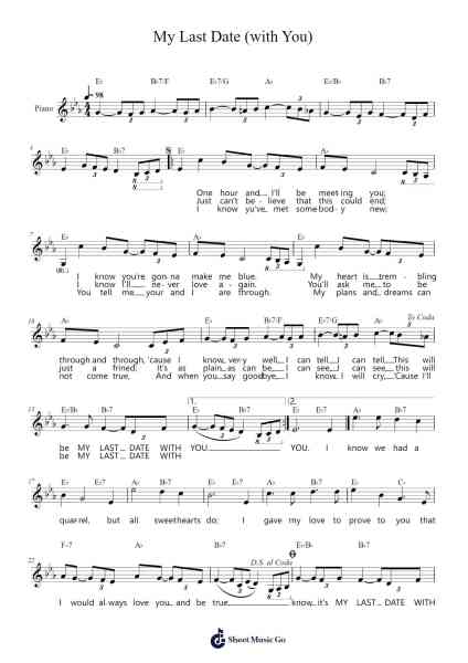 My Last Date (with You) Sheet Music by Floyd Cramer/Skeeter Davis-Arr.Trelyn