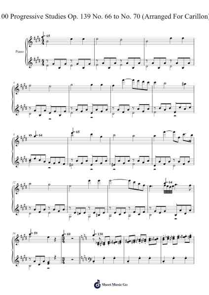 100 Progressive Studies, Op. 139: No. 66 to No. 70 Sheet Music by TheHymnPlayer01-Arr.Hicksriet