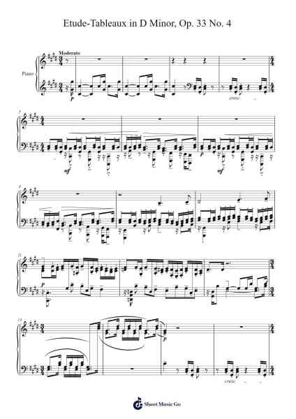 Etude-Tableaux in D Minor, Op. 33 No. 4 Sheet Music by Sergei Rachmaninoff-Arr.Sidser