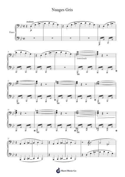 Nuages Gris, S. 199 Sheet Music by Franz Liszt-Arr.Ausdam Pukin