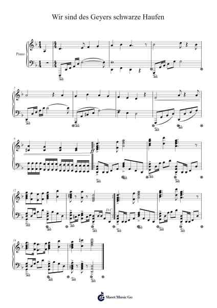 Wir sind des Geyers schwarze haufen Sheet Music by Unknown author-Arr.Ianre