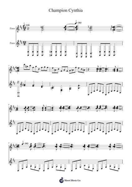 Champion Cynthia Sheet Music by Junichi Masuda-Arr.Bushple