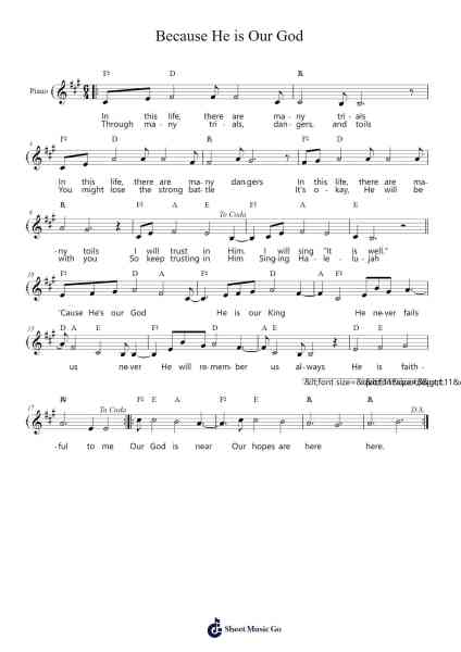 Because He is Our God Sheet Music by Jefjean-Arr.Rydiah