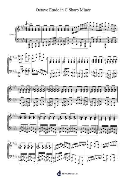 Octave Etude in C Sharp Minor Sheet Music by Yaleving Terearl-Arr.Tenings