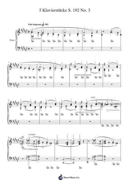 No. 3 from 5 Klavierstücke, S. 192 Sheet Music by Franz Liszt-Arr.Yulejah