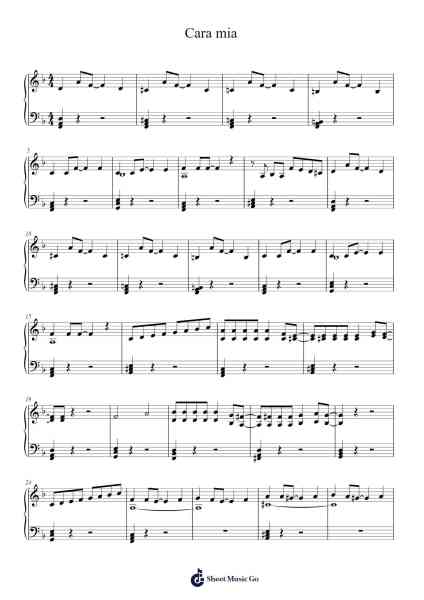 Cara mia Sheet Music by Kelly Bailey-Arr.Sounoel
