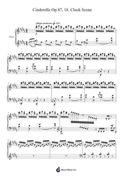 Cinderella, Op.87: No. 18, The Clock Scene Sheet Music by Sergei Prokofiev-Arr.Vithel