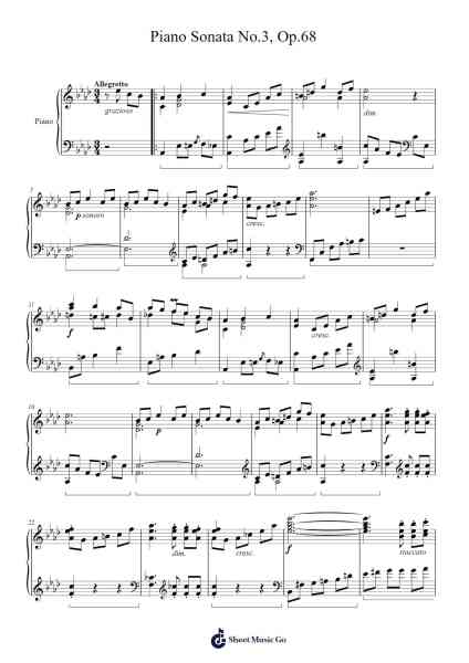 Piano Sonata No. 3, Op. 68 Sheet Music by Isaac Albéniz-Arr.Gunsea Holmesbob