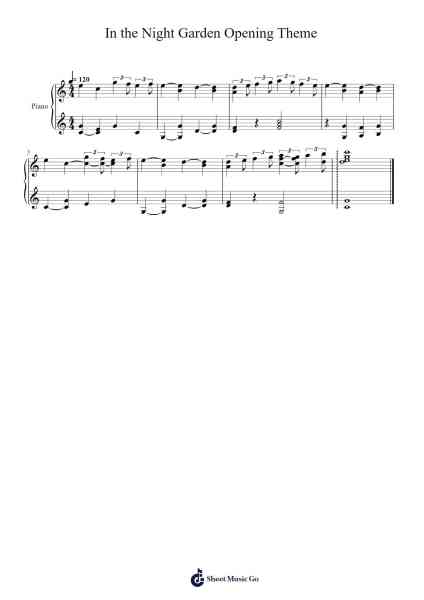 In the Night Garden Opening Theme Sheet Music by Andrew Davenport-Arr.Sigice