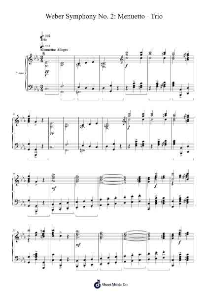 Symphony No. 2 in C Major, Op. 2: Menuetto - Trio 乐谱由 Carl Maria von Weber - 编曲 Popgram Migcky