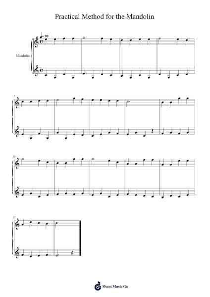 Practical Method for the Mandolin Exercise 30 Sheet Music by A H Eastman-Arr.Felnah Puvien