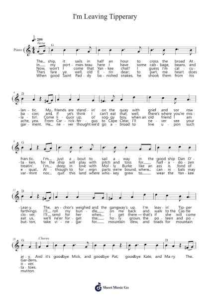 I'm Leaving Tipperary Sheet Music by Traditional Irish-Arr.Oisenrob Clyger