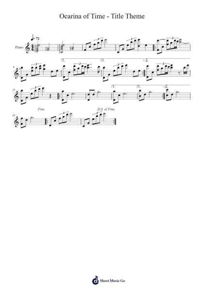 Ocarina of Time - Title Theme Sheet Music by Koji Kondo-Arr.Hewdys