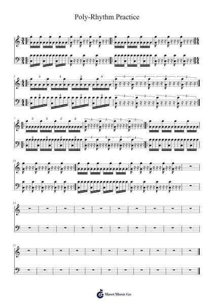 Poly-Rhythm Practice Sheet Music by -Arr.Corsay Parhys