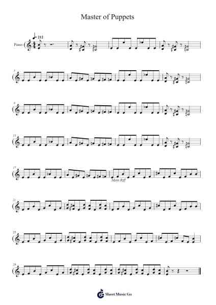 Master of Puppets Sheet Music by Metallica-Arr.Xefunk Huttrick