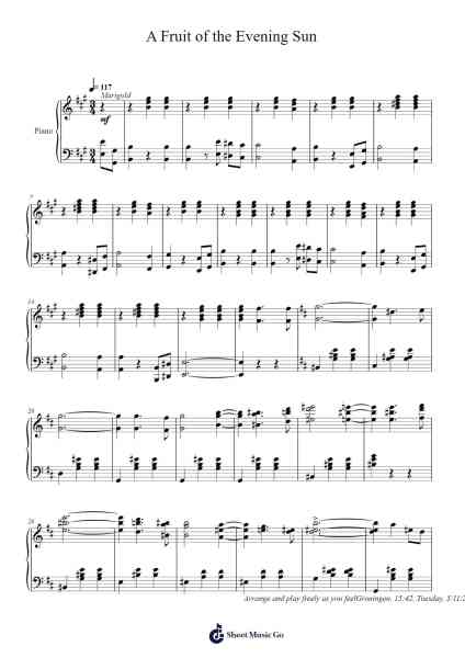 A Fruit of the Evening Sun Sheet Music by Toursbur-Arr.Bushple