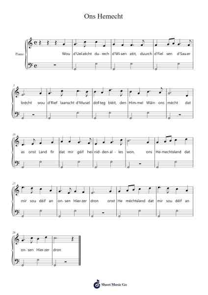 Ons Hemecht Sheet Music by Michel Lentz/Ant. Zinnen-Arr.Borgriel