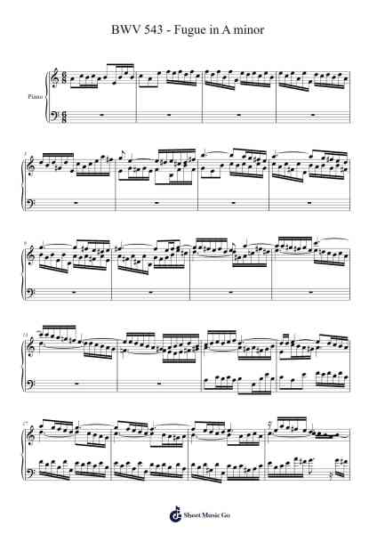 Fugue in A Minor, BWV 543 Sheet Music by Johann Sebastian Bach-Arr.Gemruth Montlyn