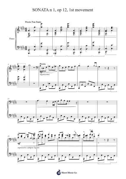 SONATA n 1, op 12, 1st movement Sheet Music by A. Criscione-Arr.Spenborg
