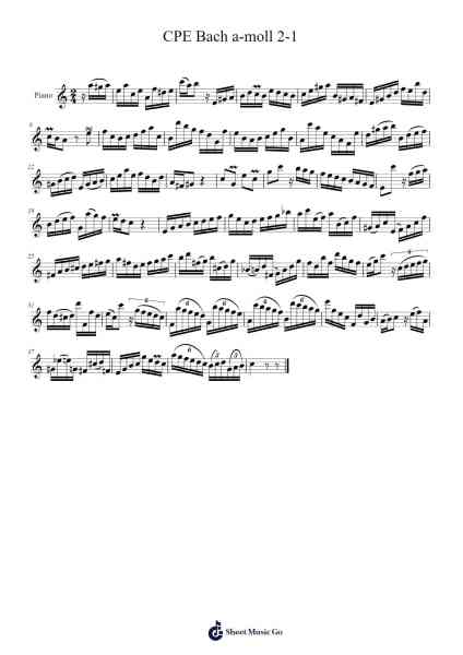 CPE Bach a-moll 2-1 Sheet Music by C. P. E. Bach-Arr.Humlop