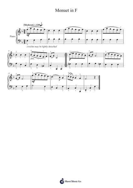 Menuet in F Sheet Music by Anonymous-Arr.Pebar Hawgie