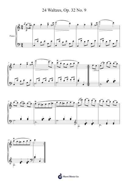 24 Waltzes, Op. 32 No. 9 Sheet Music by Carl Czerny-Arr.Thodorece