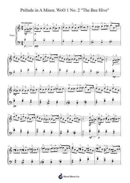 Prélude in A Minor, WoO 1 No. 2 "The Bee Hive" Sheet Music by Joseph Xie-Arr.Charwen