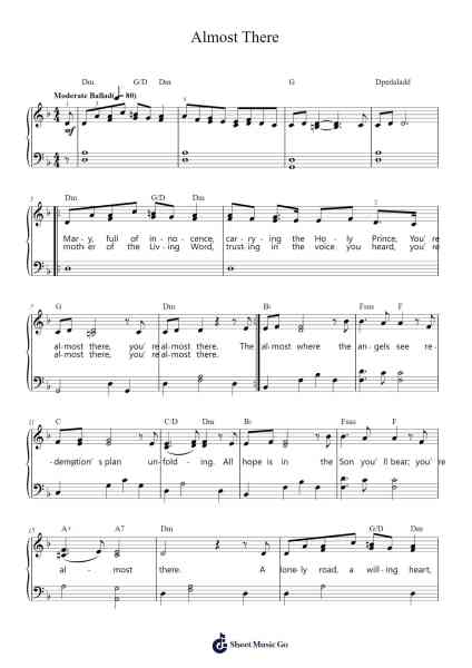 Almost There 樂譜由 Michael W. Smith - 編曲 Sumia