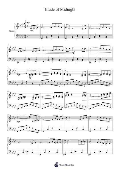 Etude of Midnight Sheet Music by Masao Aichi-Arr.Foxsam Sharpliam