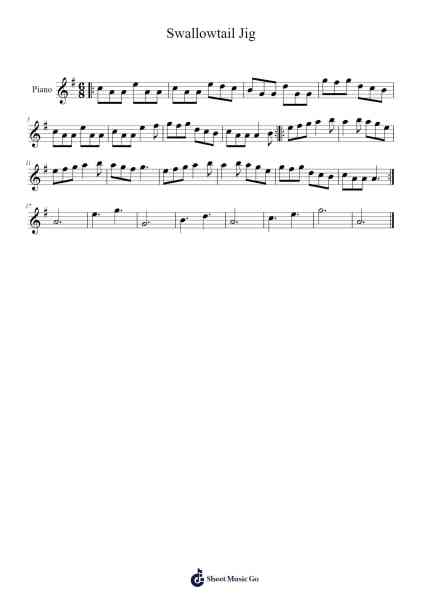 Swallowtail Jig Sheet Music by Traditional-Arr.Davehan