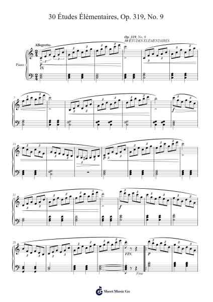 30 Études Élémentaires, Op. 319, No. 9 Sheet Music by Jacques-Louis Battmann-Arr.Sailstha