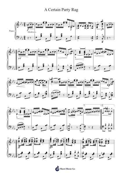 A Certain Party Rag Sheet Music by Tom Kelley-Arr.Blithephne