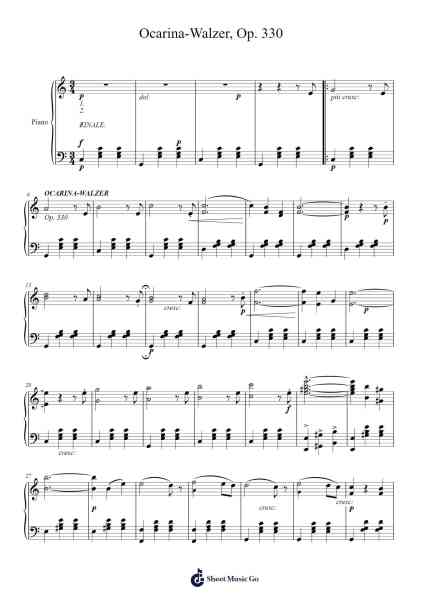 Ocarina-Walzer, Op. 330 Sheet Music by Philipp Fahrbach Sr.-Arr.Earmay