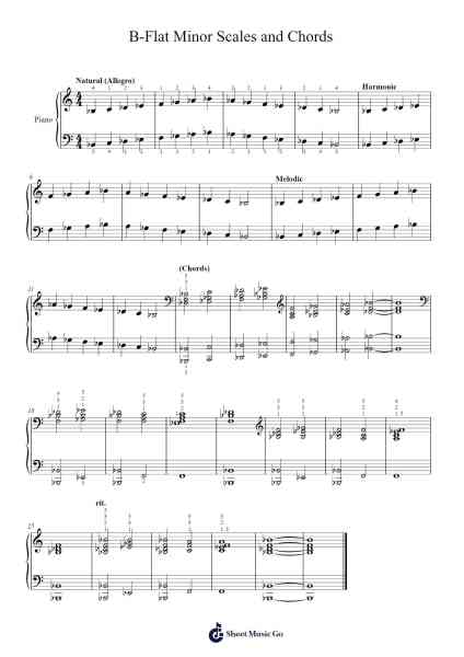 B-Flat Minor Scales and Chords For Piano Sheet Music by Marcus Daitch-Arr.Sampcon Mevans