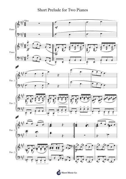 Short Prelude for Two Pianos Sheet Music by K. Gustan-Arr.Temchell Thompro
