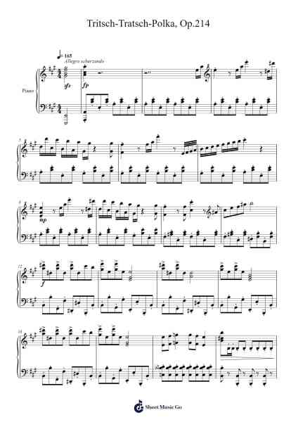 Tritsch-Tratsch-Polka, Op. 214 Sheet Music by Johann Strauss Jr.-Arr.Saxel