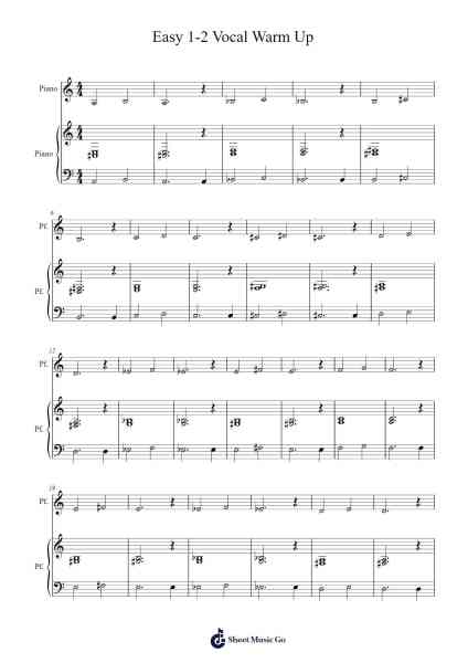 Easy 1-2 Vocal Warm Up Sheet Music by frapini86-Arr.Yetkes Wrightrob