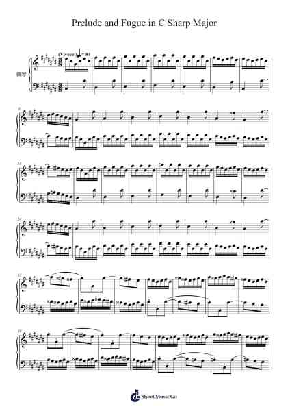 Prelude and Fugue in C-sharp Major, BWV 848 Sheet Music by Johann Sebastian Bach-Arr.Galsnick Theothew