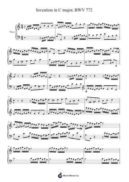 Invention in C Major, BWV 772 Sheet Music by Johann Sebastian Bach-Arr.Fanbrow Douggreve